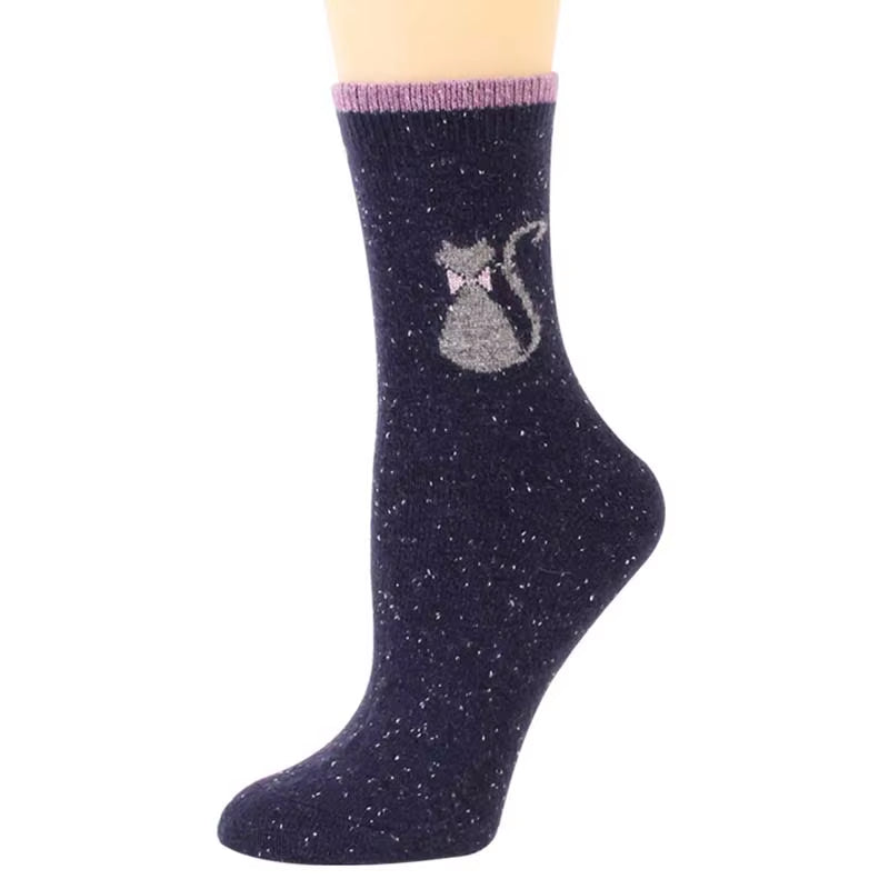 1 Pair Autumn and Winter New Style Japanese Cute Socks Korean Cat Harajuku Socks Women Wool Kawaii Thicken Cute Socks