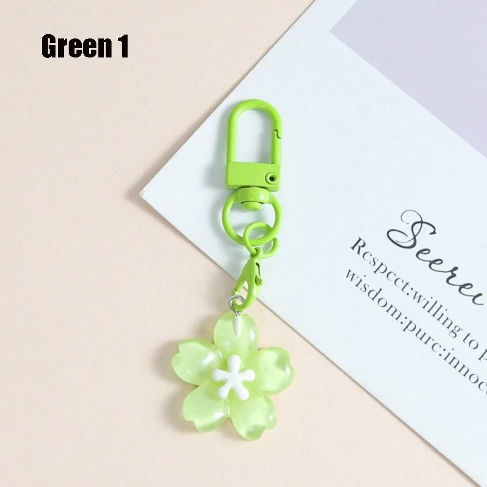 Cute Colorful Flower Pendant Keychains Women Bag Earphone Case Pendant DIY Accessories Car Key Ring Girl Candy Color Key Chains