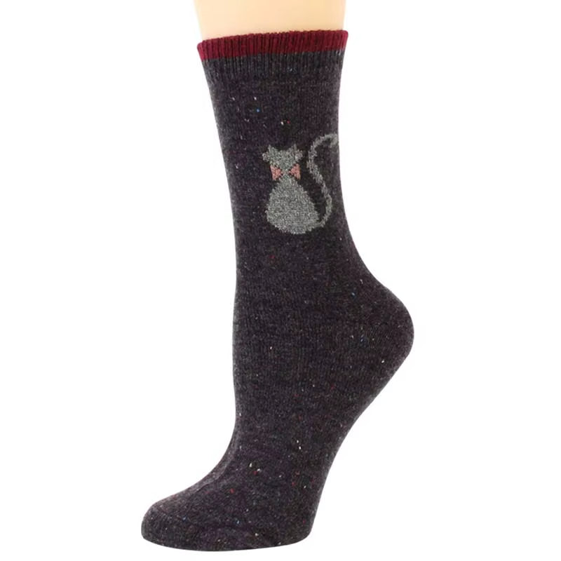 1 Pair Autumn and Winter New Style Japanese Cute Socks Korean Cat Harajuku Socks Women Wool Kawaii Thicken Cute Socks