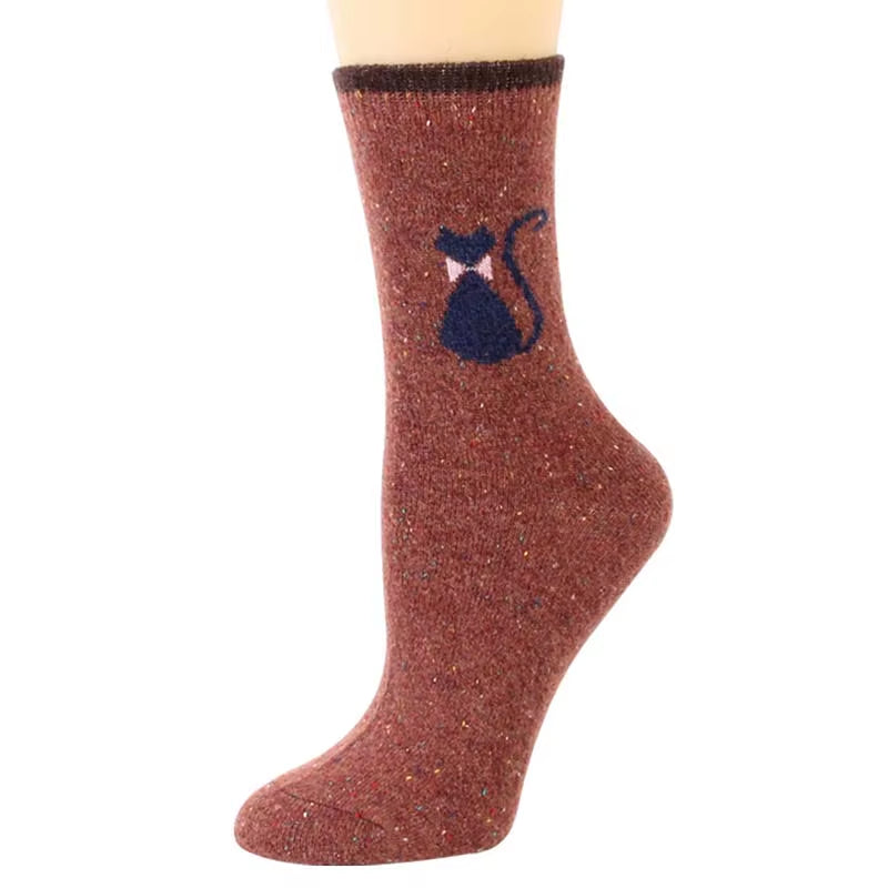 1 Pair Autumn and Winter New Style Japanese Cute Socks Korean Cat Harajuku Socks Women Wool Kawaii Thicken Cute Socks