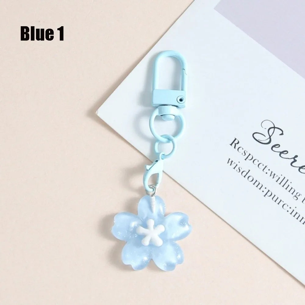 Cute Colorful Flower Pendant Keychains Women Bag Earphone Case Pendant DIY Accessories Car Key Ring Girl Candy Color Key Chains