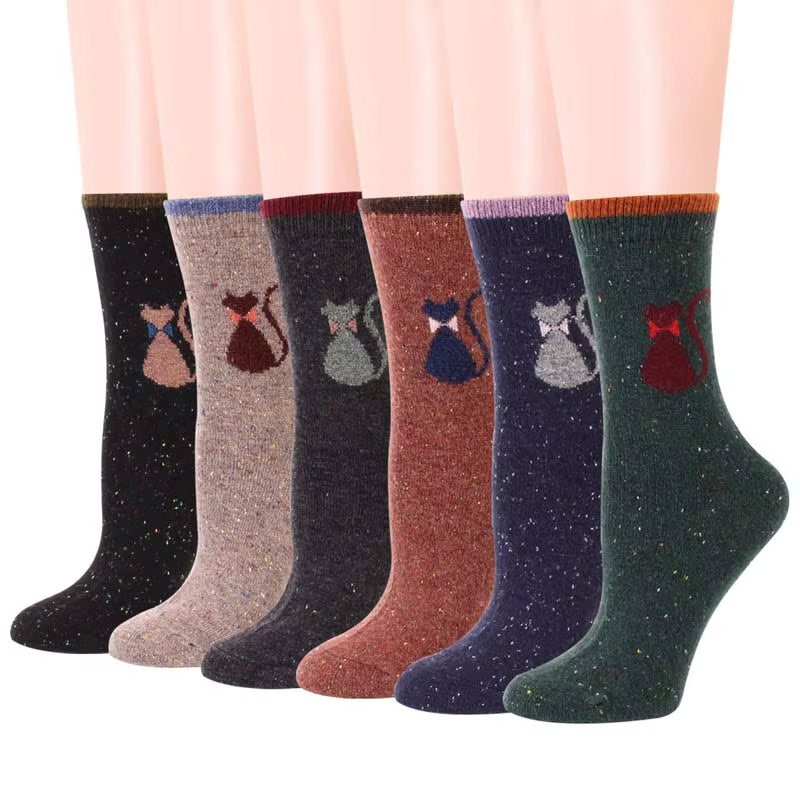 1 Pair Autumn and Winter New Style Japanese Cute Socks Korean Cat Harajuku Socks Women Wool Kawaii Thicken Cute Socks