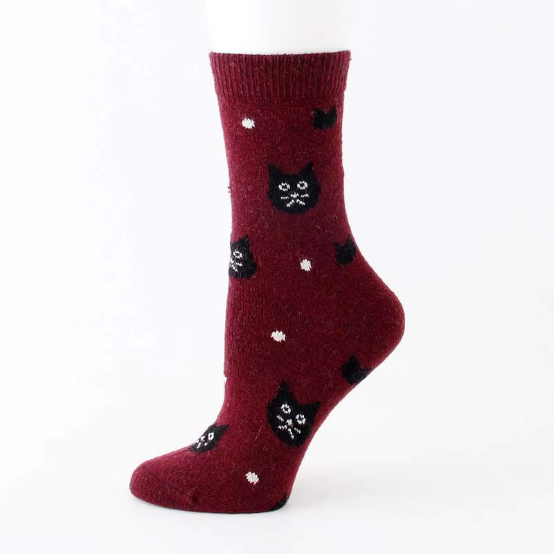 1 Pair Autumn and Winter New Style Japanese Cute Socks Korean Cat Harajuku Socks Women Wool Kawaii Thicken Cute Socks