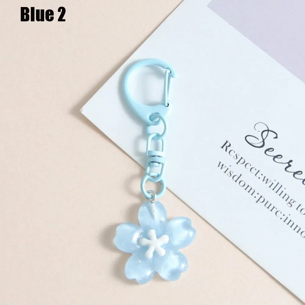 Cute Colorful Flower Pendant Keychains Women Bag Earphone Case Pendant DIY Accessories Car Key Ring Girl Candy Color Key Chains