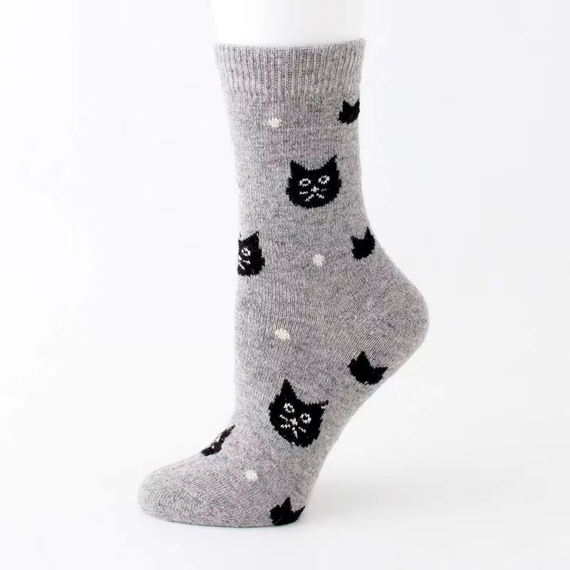 1 Pair Autumn and Winter New Style Japanese Cute Socks Korean Cat Harajuku Socks Women Wool Kawaii Thicken Cute Socks