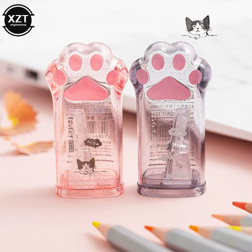 1 Pcs Cute Creative Cat Paw Pencil Sharpener Pink Grey Color Kawaii Stationery School Supplies for Kids Gift