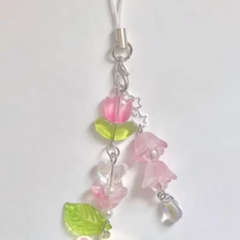 Bear Pendant Beaded Phone Charm Y2K Fairy Core Keychain