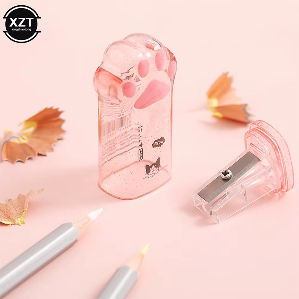 1 Pcs Cute Creative Cat Paw Pencil Sharpener Pink Grey Color Kawaii Stationery School Supplies for Kids Gift