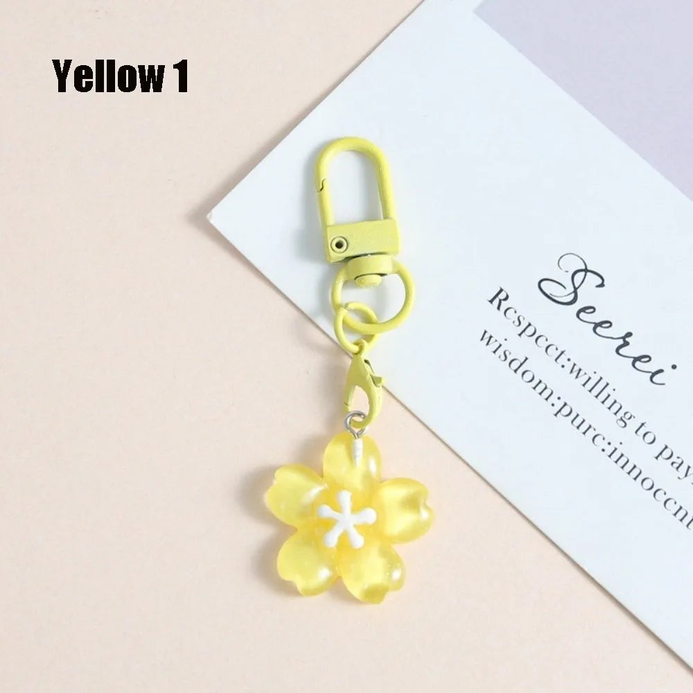 Cute Colorful Flower Pendant Keychains Women Bag Earphone Case Pendant DIY Accessories Car Key Ring Girl Candy Color Key Chains