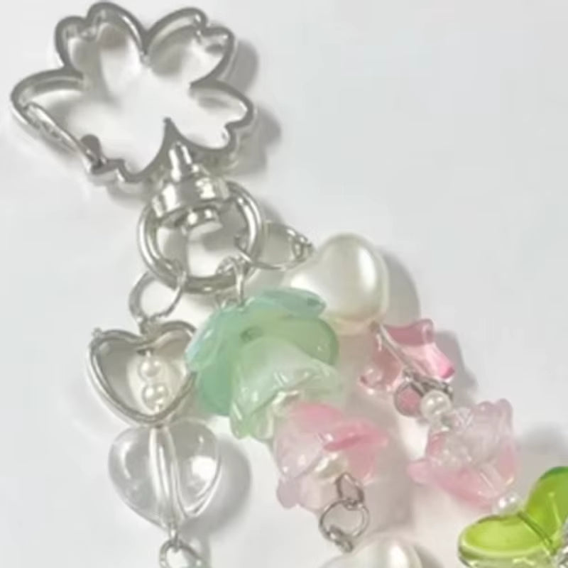 Bear Pendant Beaded Phone Charm Y2K Fairy Core Keychain