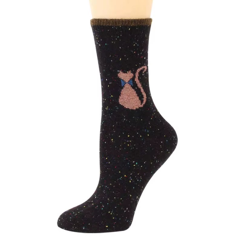 1 Pair Autumn and Winter New Style Japanese Cute Socks Korean Cat Harajuku Socks Women Wool Kawaii Thicken Cute Socks