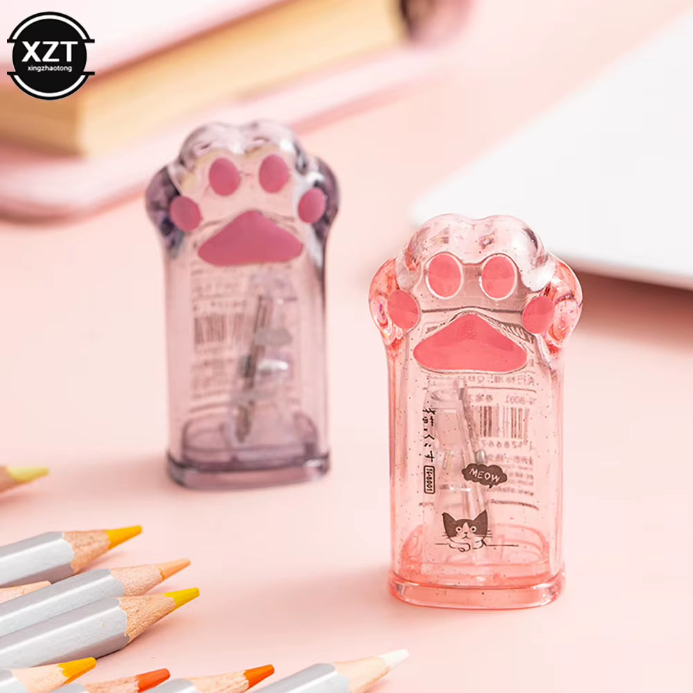 1 Pcs Cute Creative Cat Paw Pencil Sharpener Pink Grey Color Kawaii Stationery School Supplies for Kids Gift