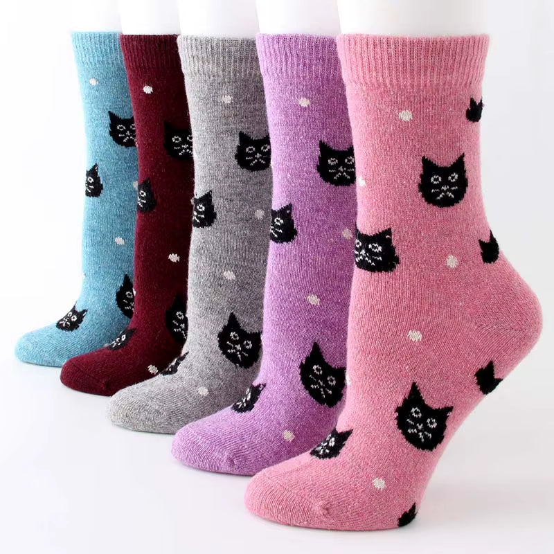 1 Pair Autumn and Winter New Style Japanese Cute Socks Korean Cat Harajuku Socks Women Wool Kawaii Thicken Cute Socks