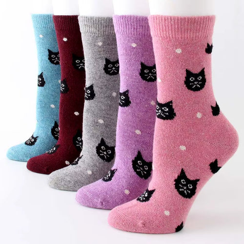 1 Pair Autumn and Winter New Style Japanese Cute Socks Korean Cat Harajuku Socks Women Wool Kawaii Thicken Cute Socks