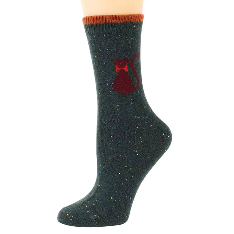 1 Pair Autumn and Winter New Style Japanese Cute Socks Korean Cat Harajuku Socks Women Wool Kawaii Thicken Cute Socks