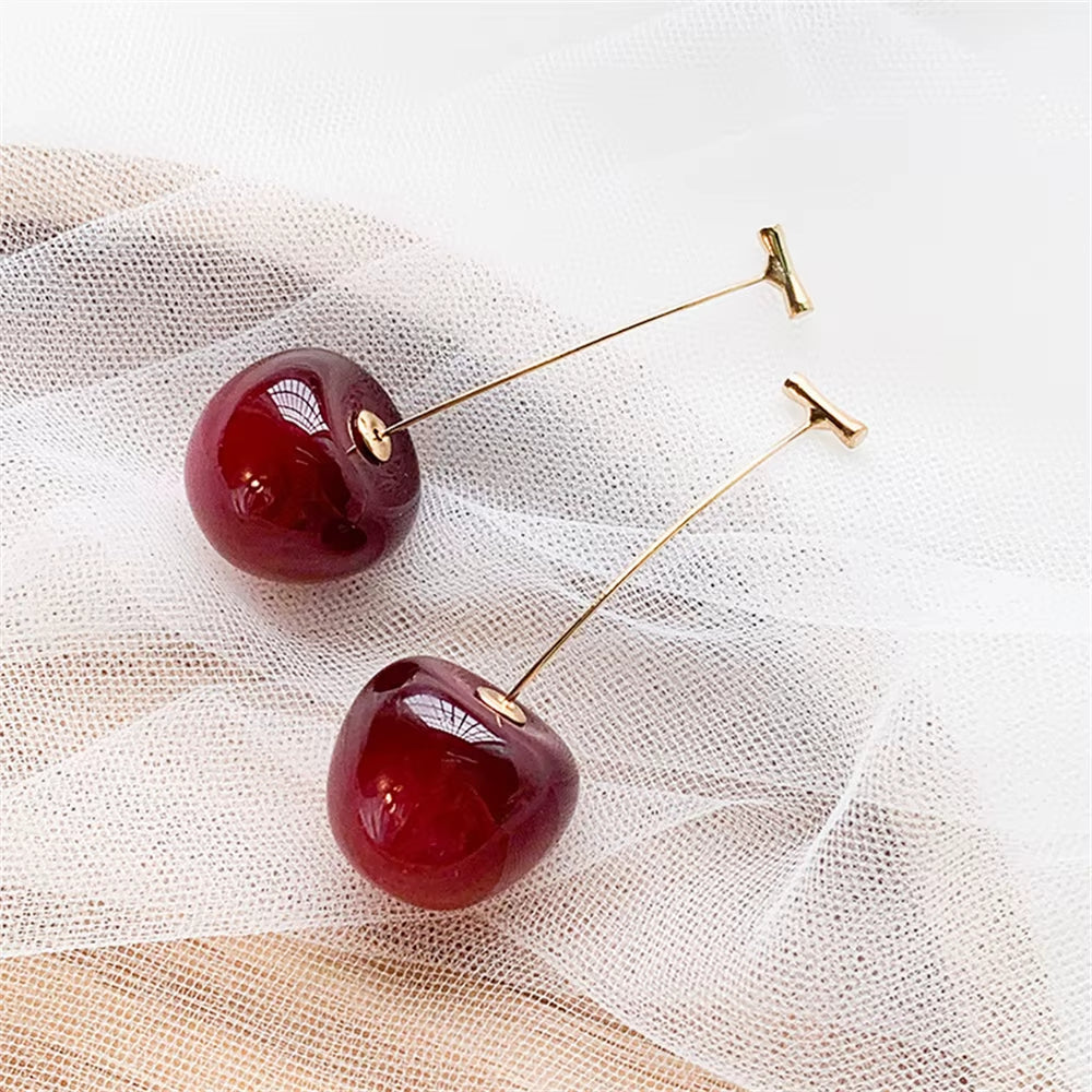 Cute Cherry Fruit Acrylic Earrings Fashionable Resin Cherry Earrings for Women Kpop Jewelry Trendy Accessories