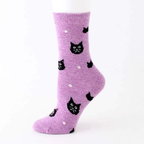 1 Pair Autumn and Winter New Style Japanese Cute Socks Korean Cat Harajuku Socks Women Wool Kawaii Thicken Cute Socks