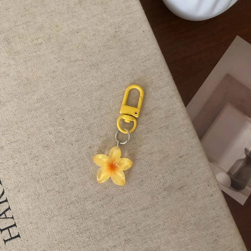Cute Colorful Flower Pendant Keychains Women Bag Earphone Case Pendant DIY Accessories Car Key Ring Girl Candy Color Key Chains