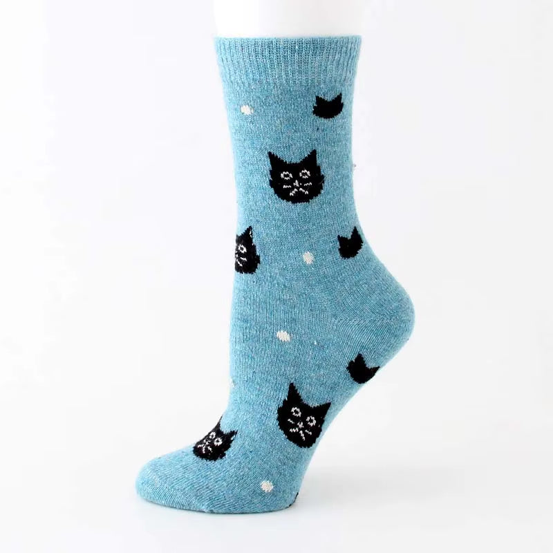 1 Pair Autumn and Winter New Style Japanese Cute Socks Korean Cat Harajuku Socks Women Wool Kawaii Thicken Cute Socks