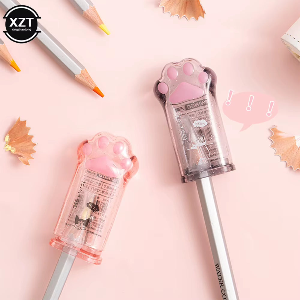 1 Pcs Cute Creative Cat Paw Pencil Sharpener Pink Grey Color Kawaii Stationery School Supplies for Kids Gift