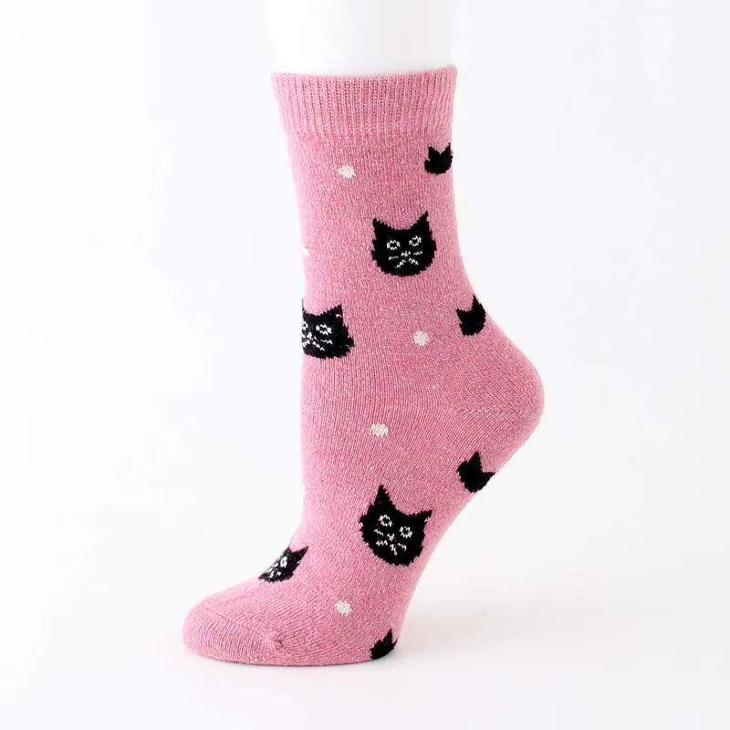 1 Pair Autumn and Winter New Style Japanese Cute Socks Korean Cat Harajuku Socks Women Wool Kawaii Thicken Cute Socks